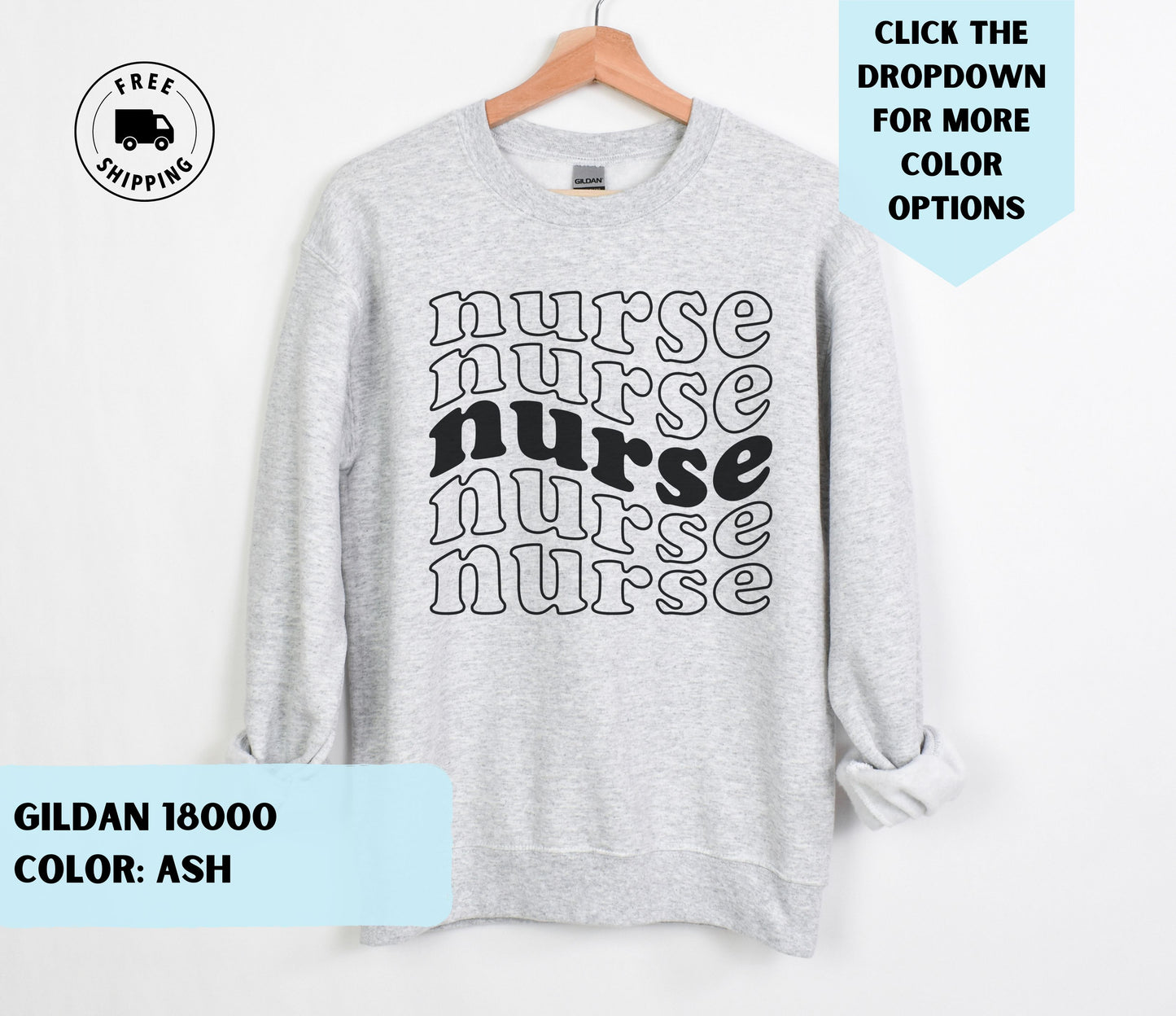 Nurse Wave Text Crewneck