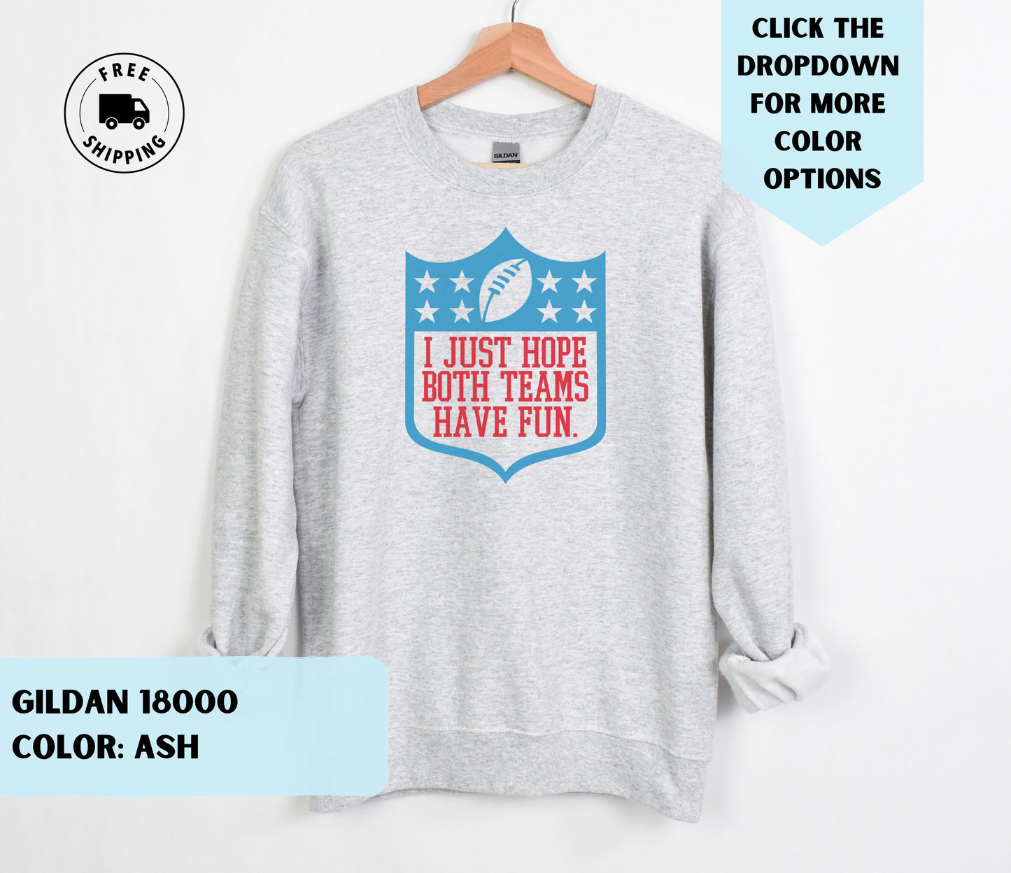 Football League Fun Light Blue Crewneck