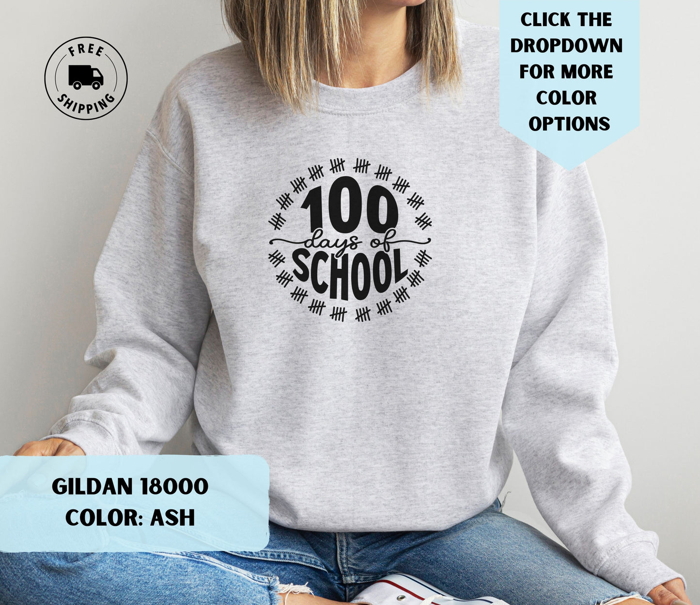 100 Days of School Tally Crewneck