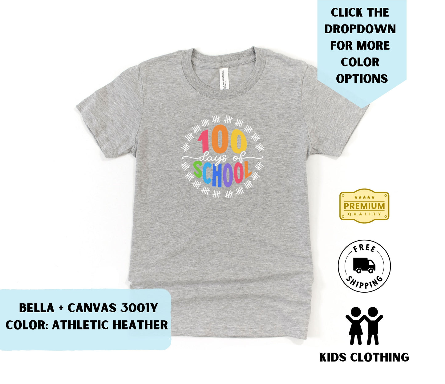 Toddler 100 Days of School Tally Color T-Shirt