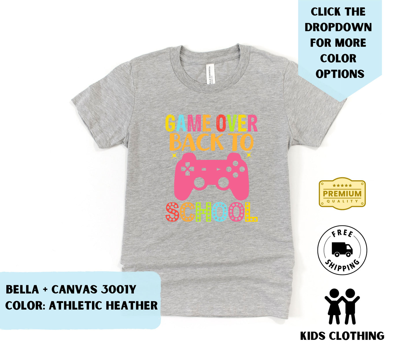 Youth Game Over Back to School T-Shirt