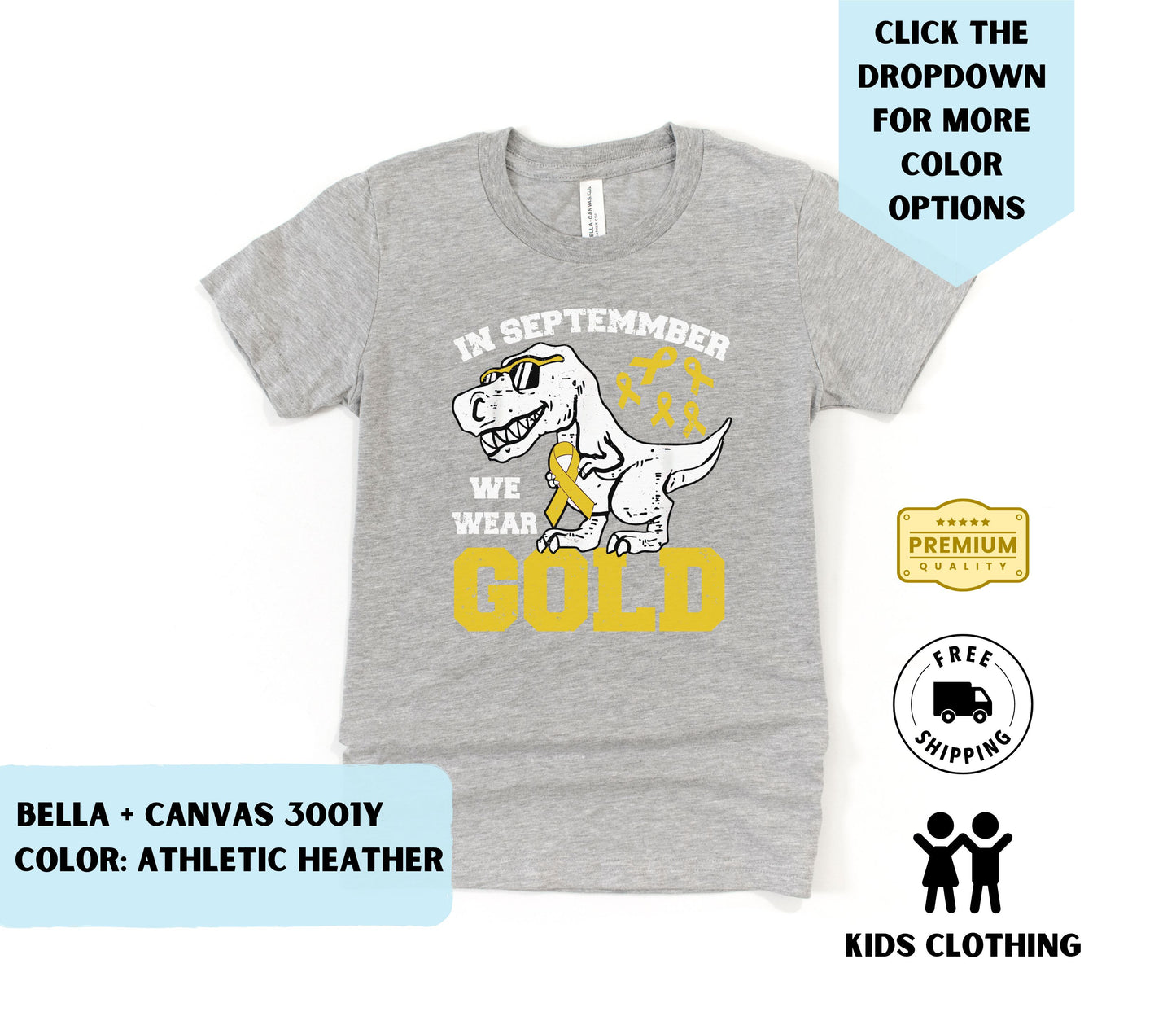 Youth In September We Wear Gold Fundraiser T-Shirt