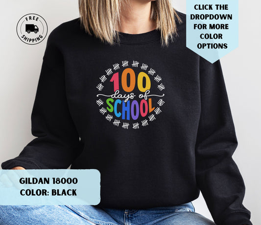 100 Days of School Tally Color Crewneck