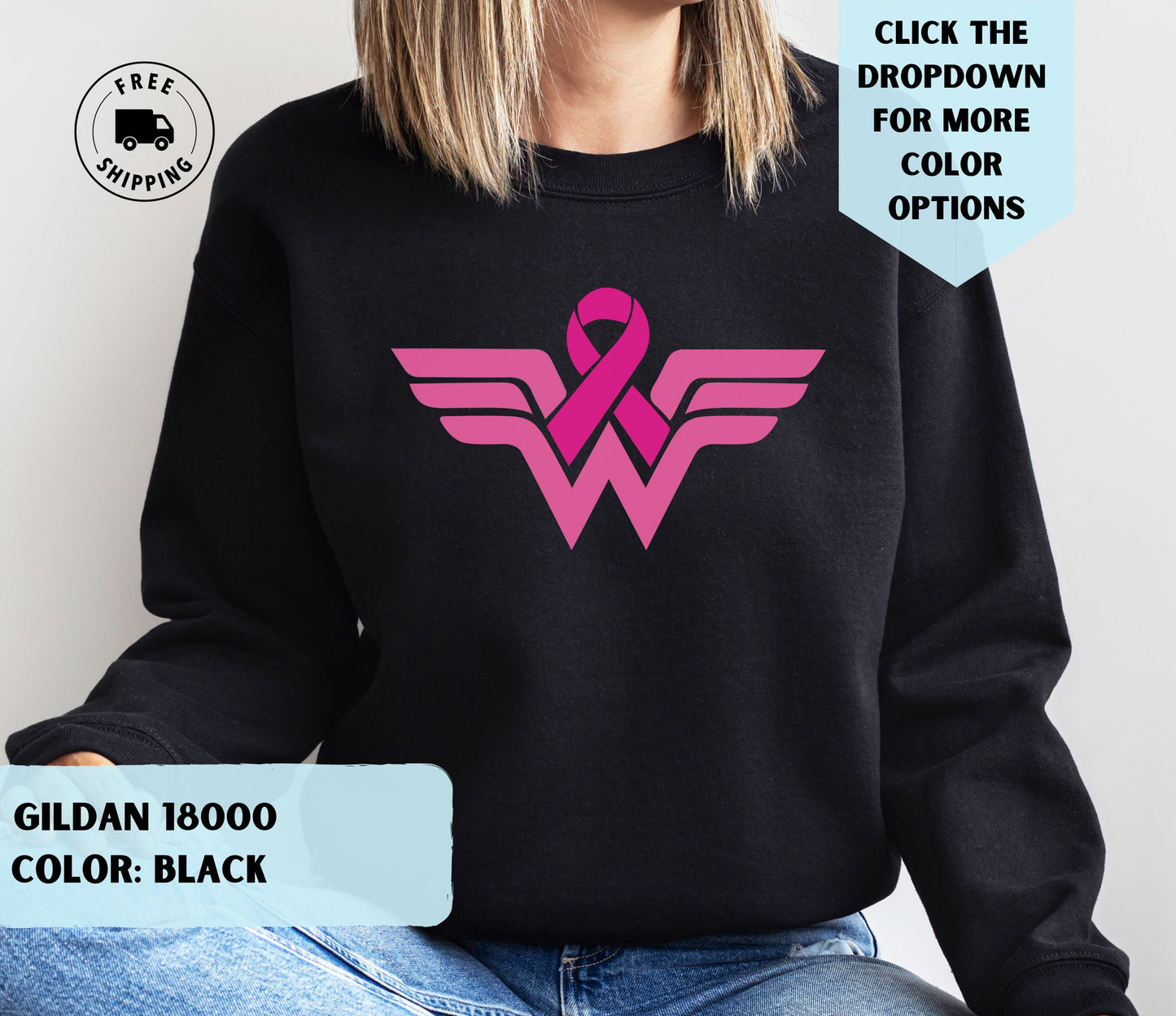 Wonder Women Breast Cancer Awareness Crewneck