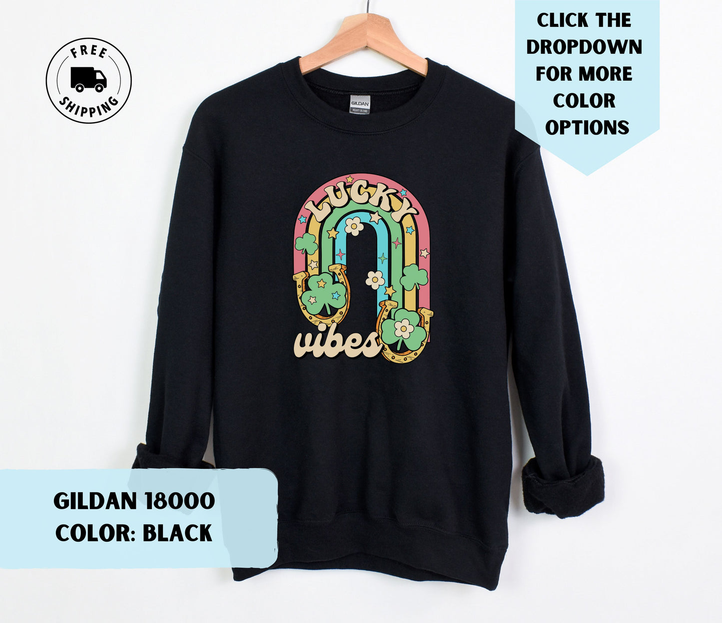 Lucky Vibes Rainbow Crewneck