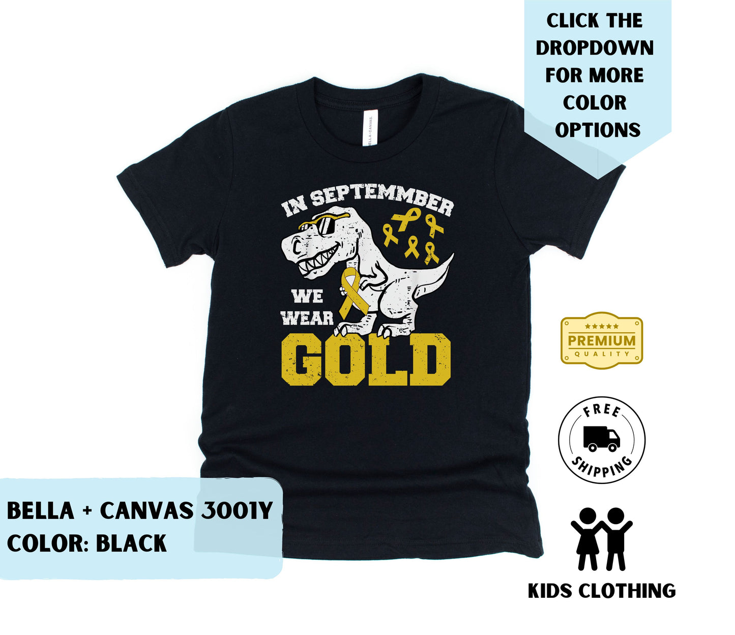 Youth In September We Wear Gold Fundraiser T-Shirt