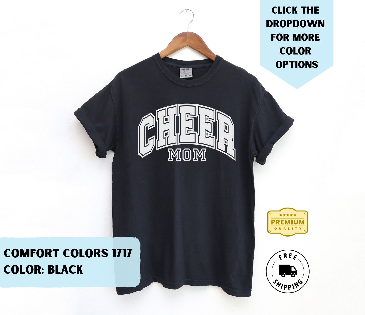 Cheer Mom College Text T-Shirt