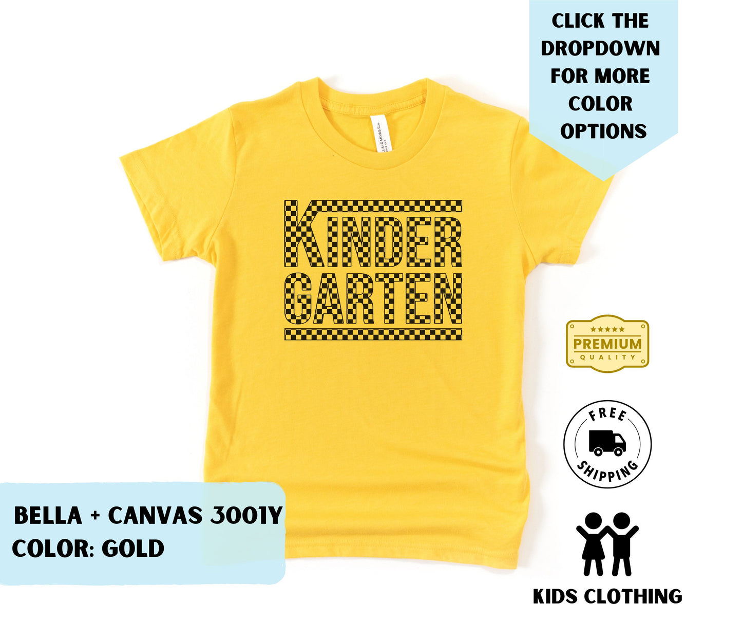 Toddler Kindergarten Checkered T-Shirt