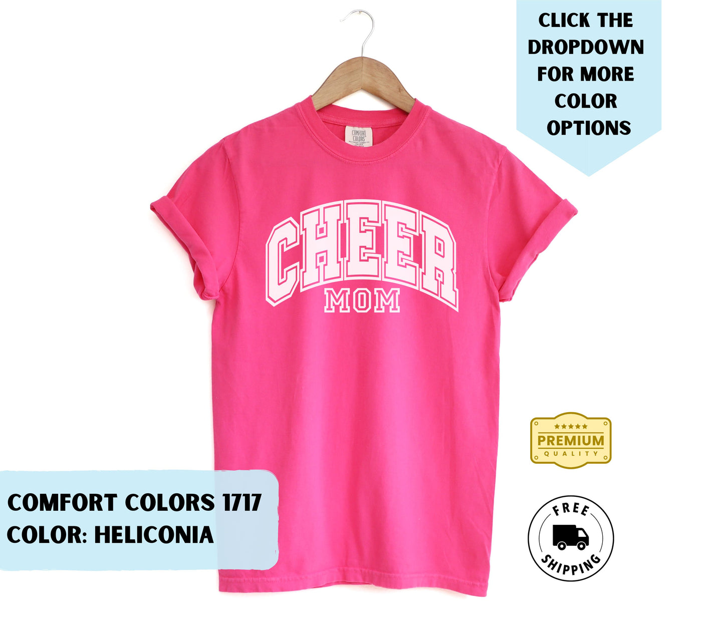 Cheer Mom College Text T-Shirt