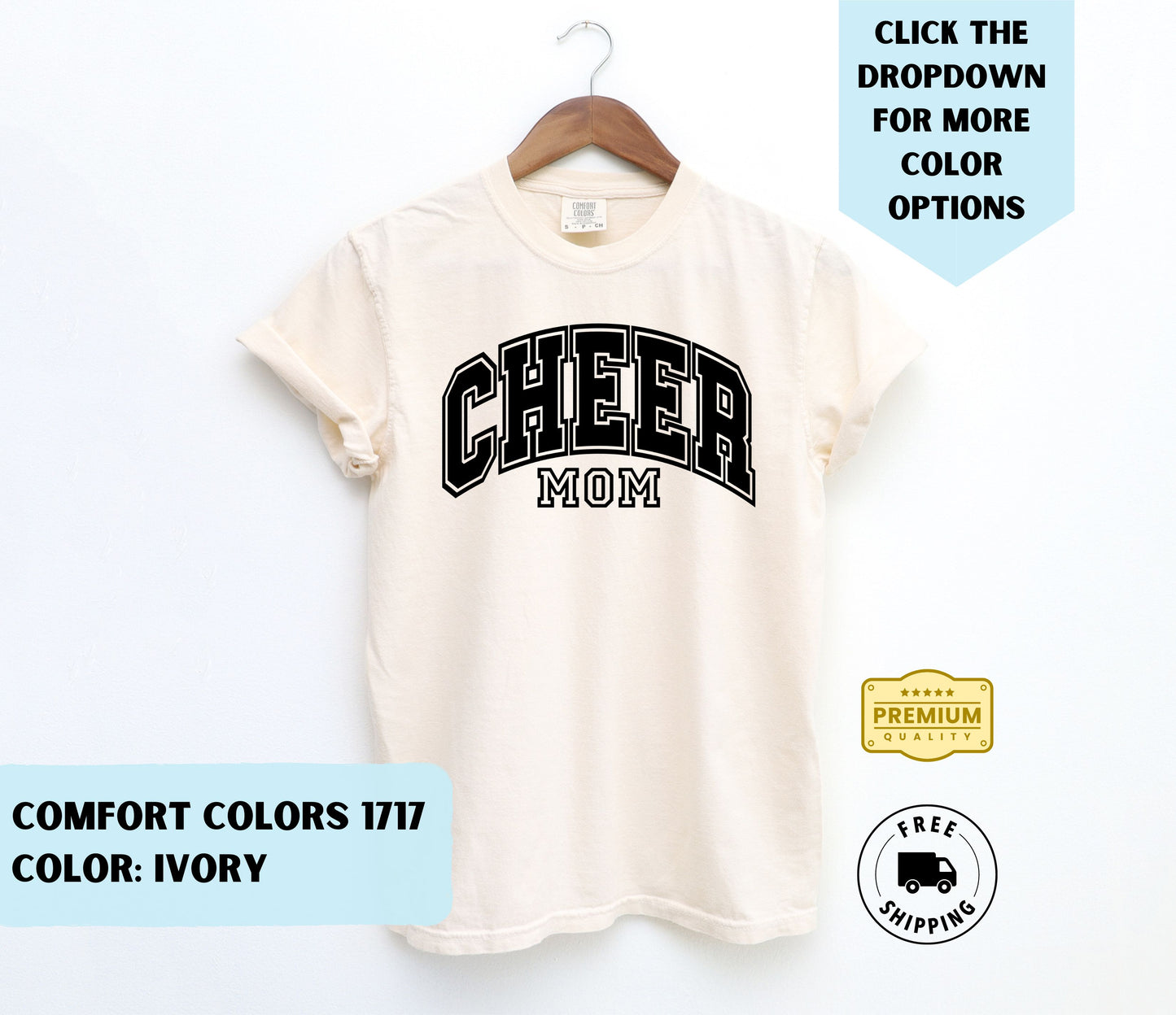 Cheer Mom College Text T-Shirt