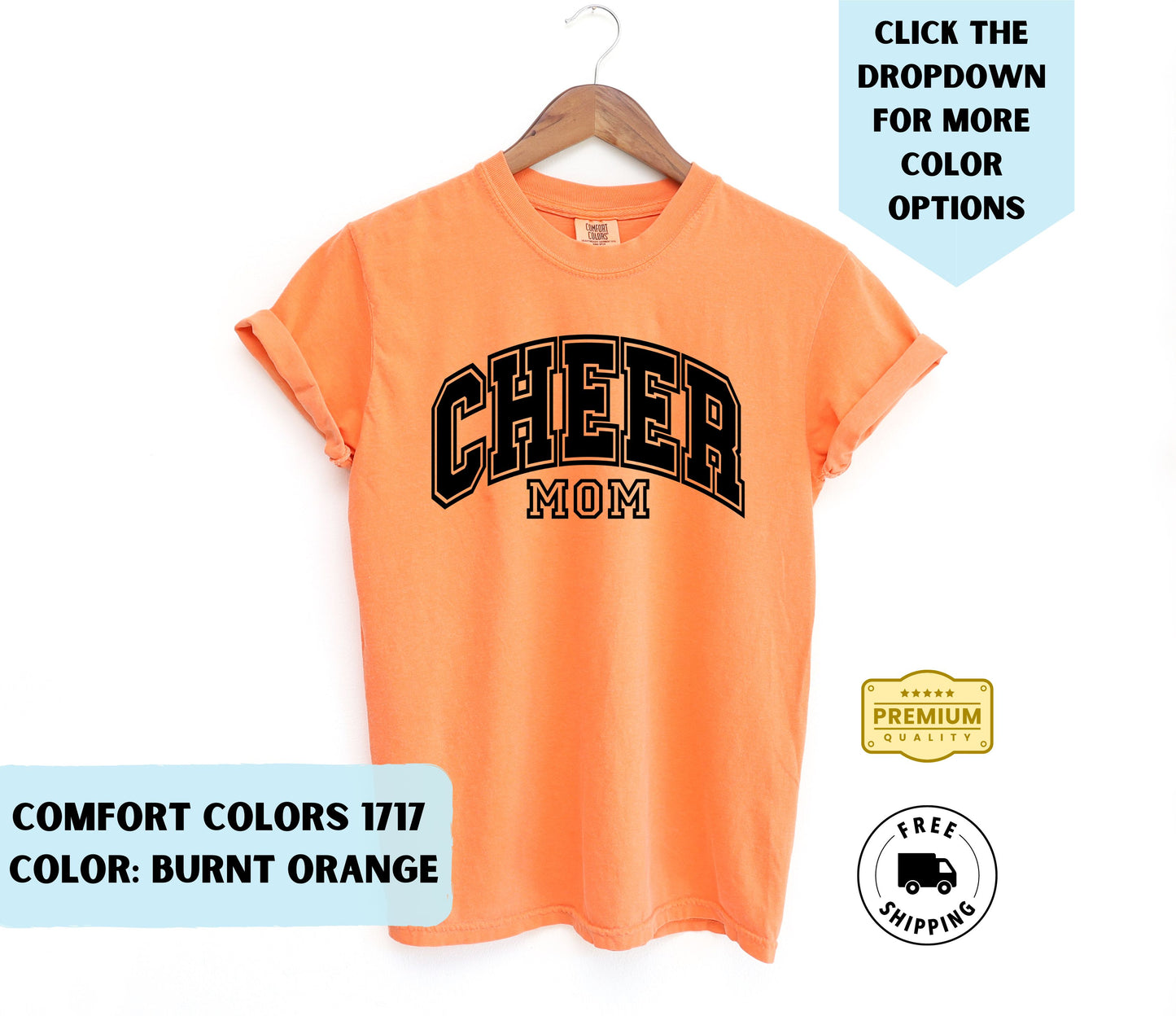 Cheer Mom College Text T-Shirt