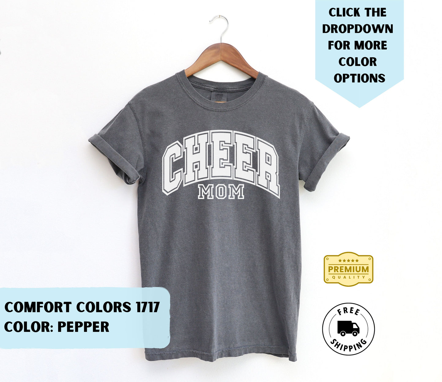 Cheer Mom College Text T-Shirt