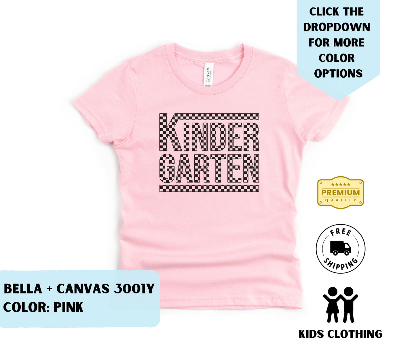 Toddler Kindergarten Checkered T-Shirt