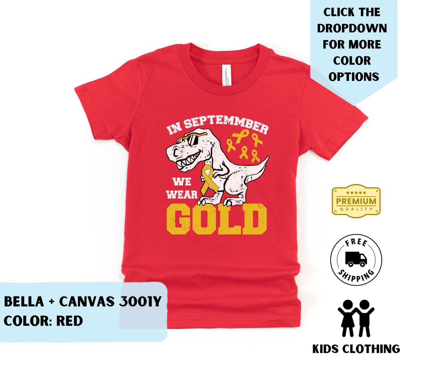 Youth In September We Wear Gold Fundraiser T-Shirt