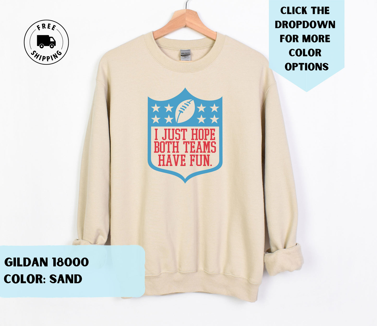 Football League Fun Light Blue Crewneck