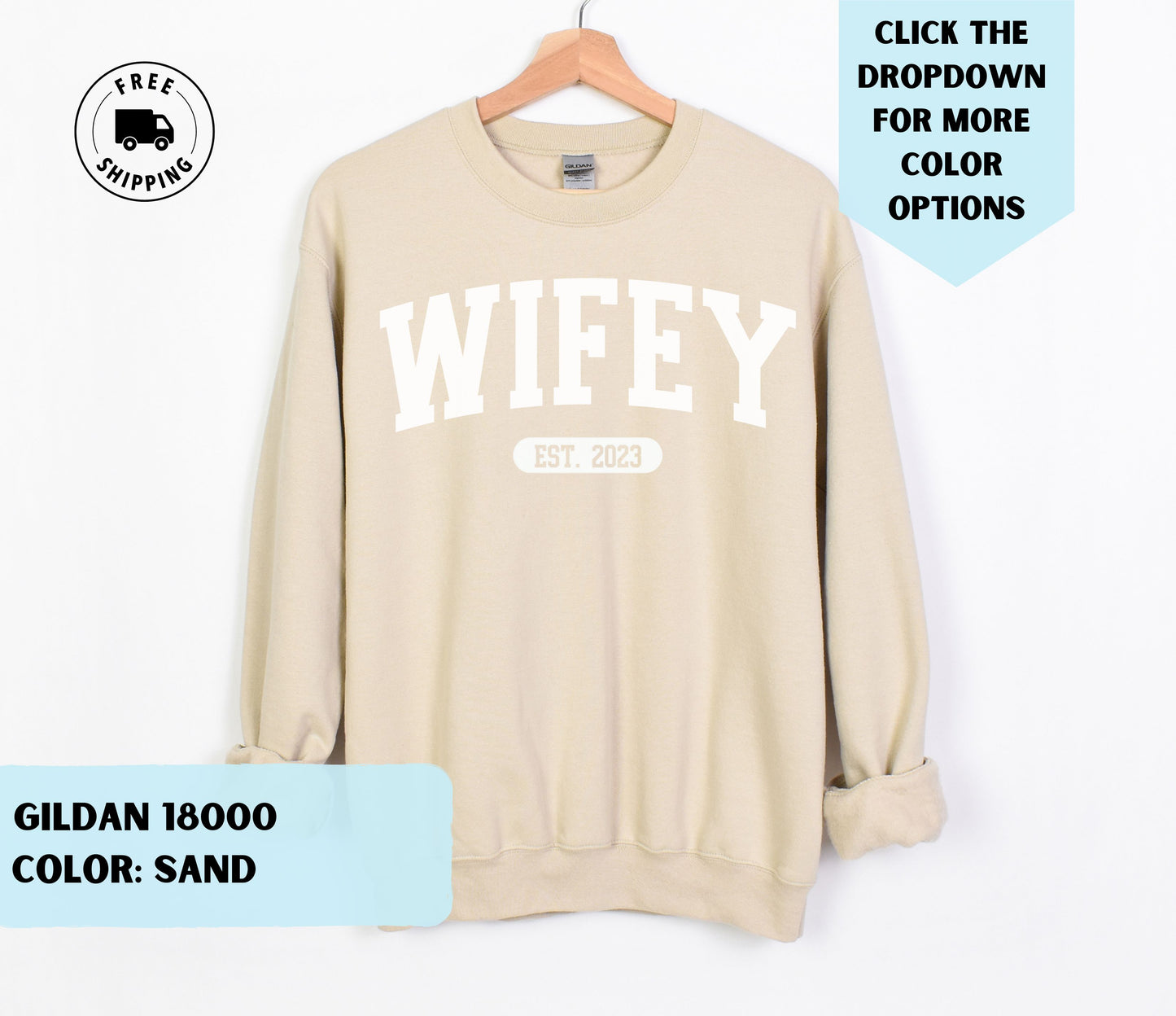 Custom Wifey Est 2023 Crewneck