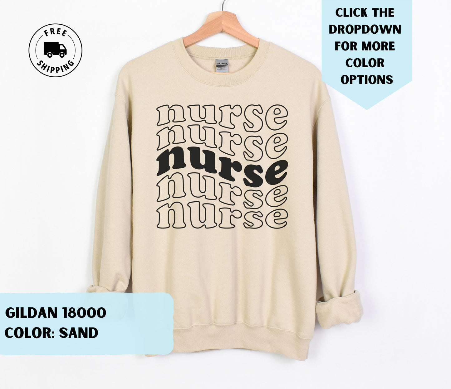 Nurse Wave Text Crewneck