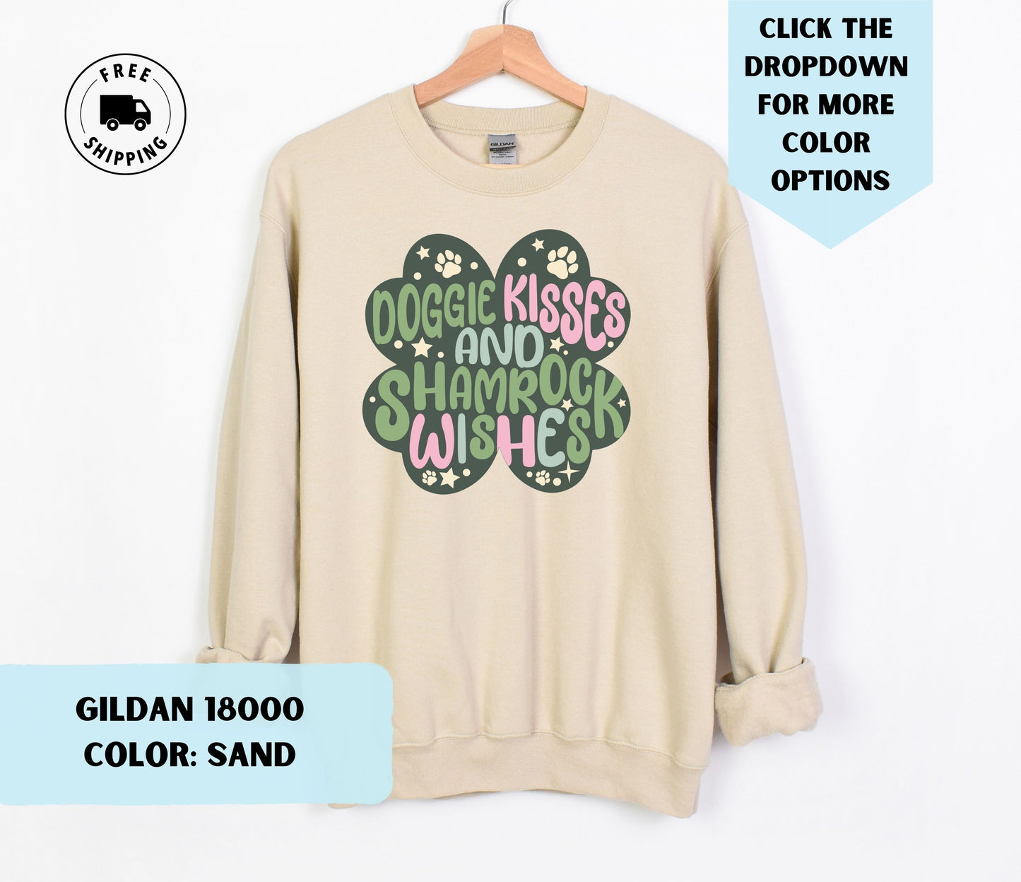 Doggie Kisses & Shamrock Wishes Crewneck