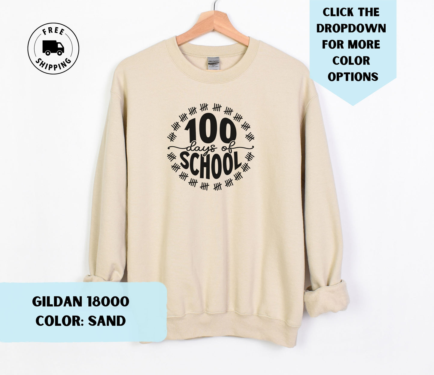 100 Days of School Tally Crewneck