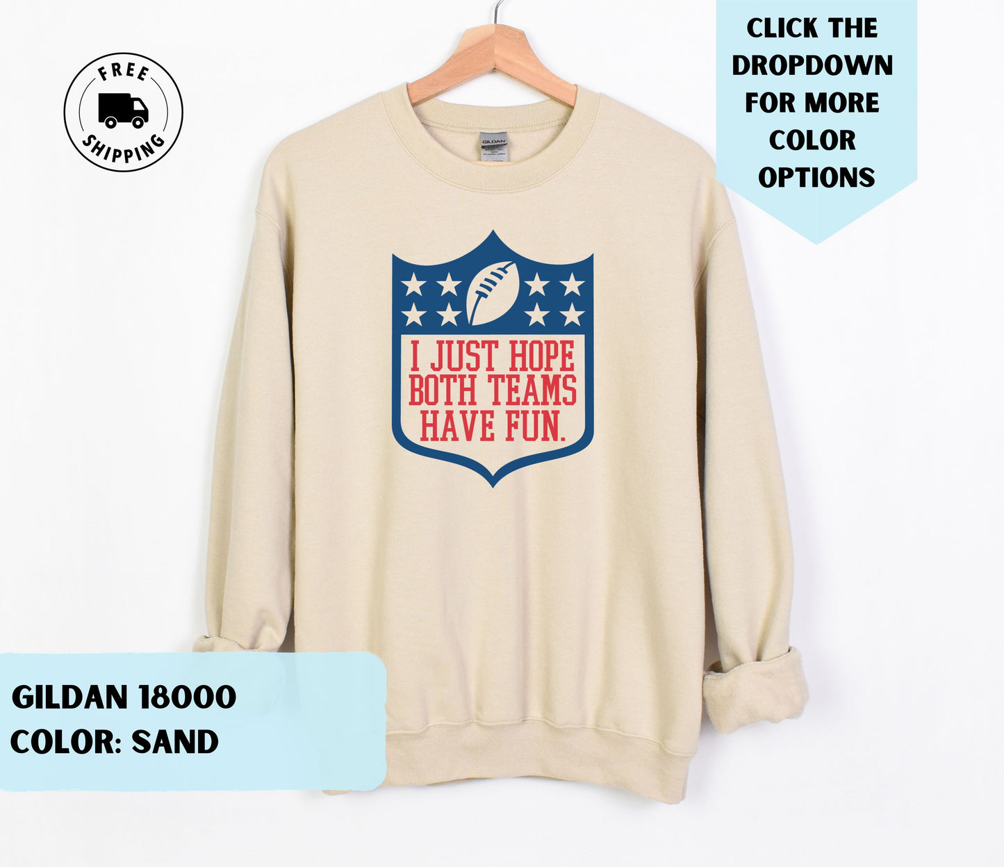 Football League Fun Dark Blue Crewneck