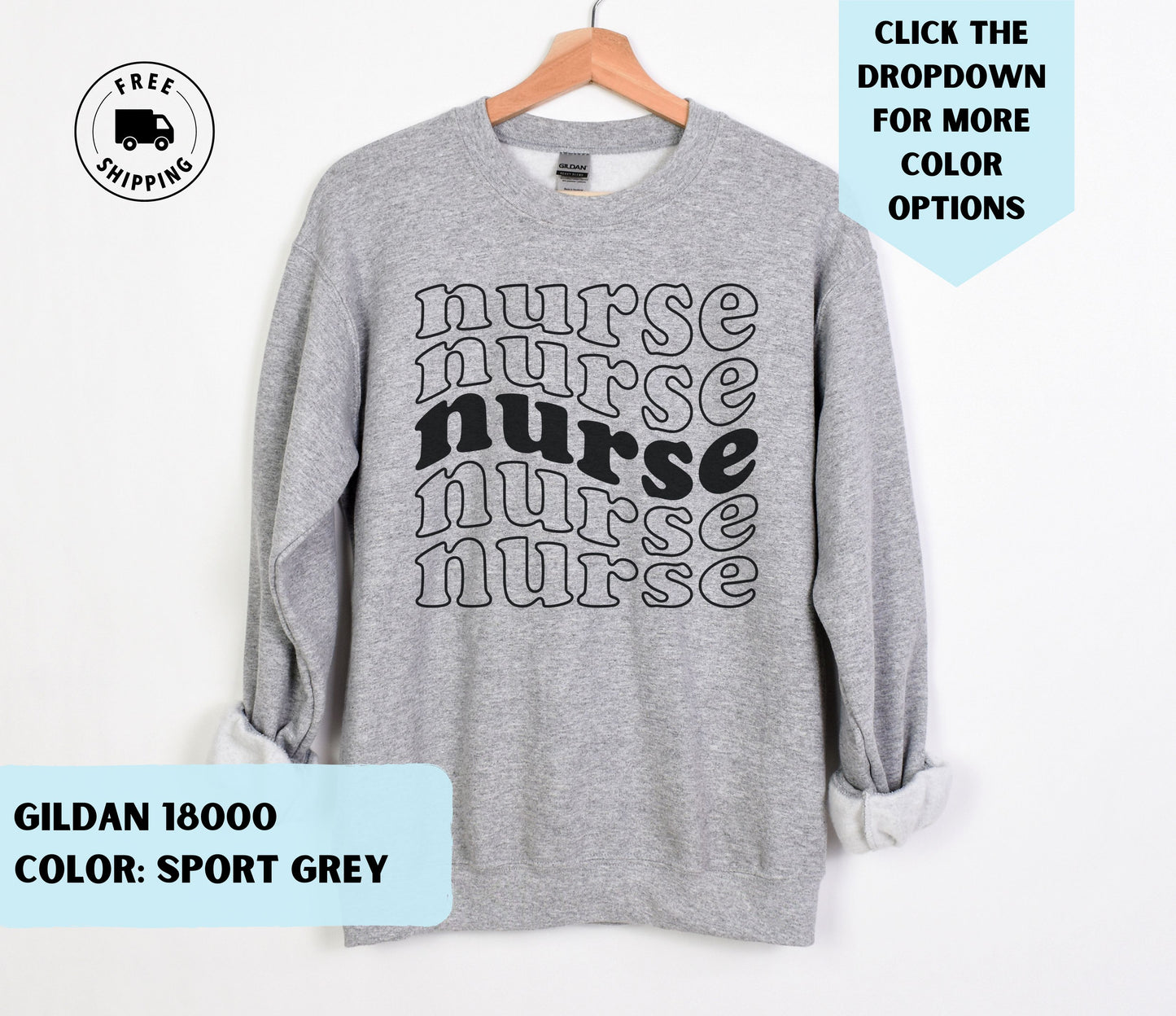 Nurse Wave Text Crewneck