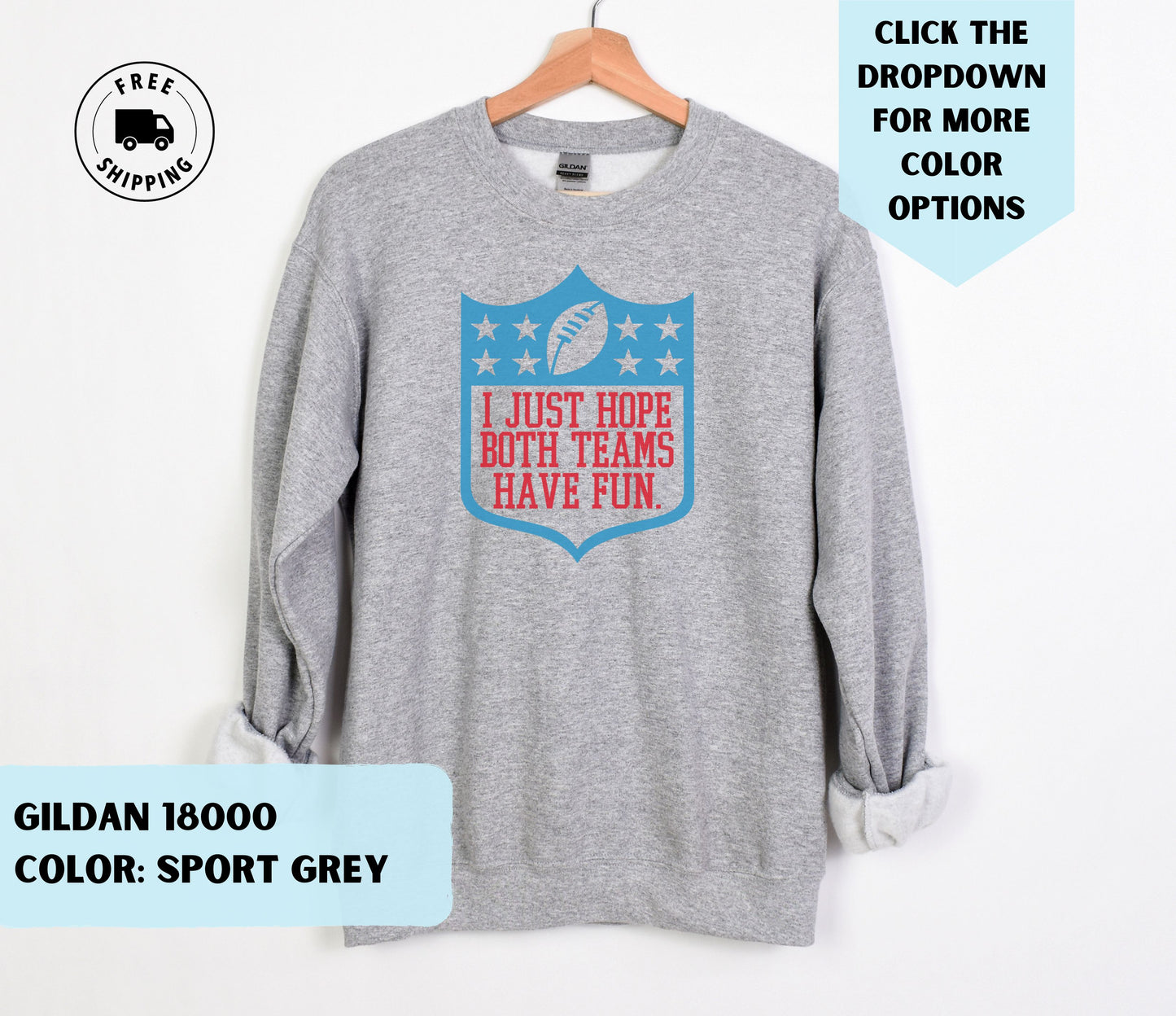 Football League Fun Light Blue Crewneck