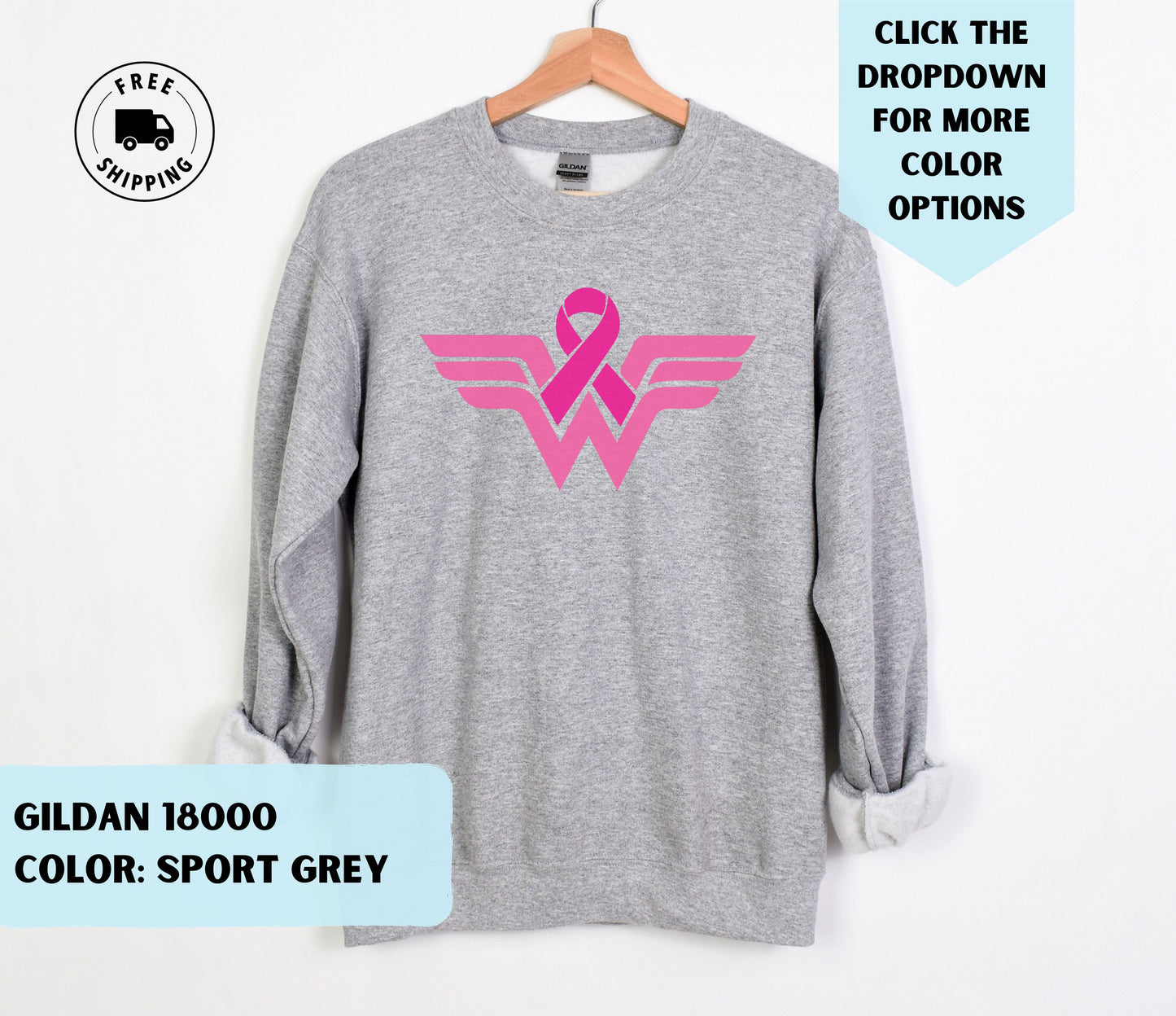 Wonder Women Breast Cancer Awareness Crewneck