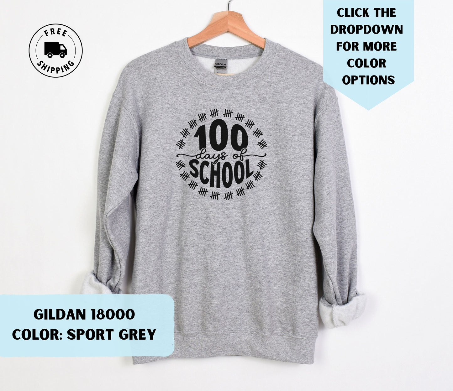 100 Days of School Tally Crewneck