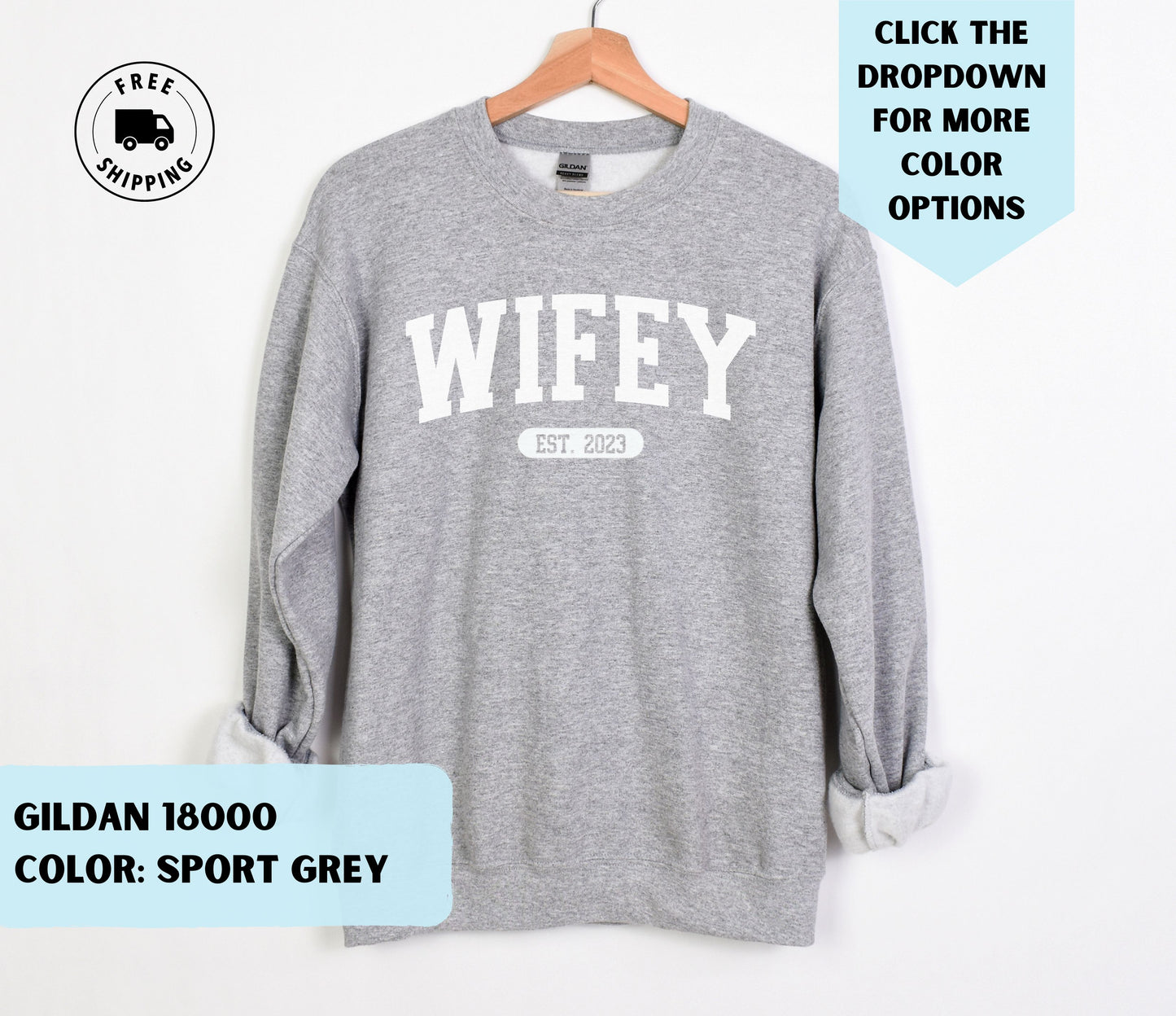 Custom Wifey Est 2023 Crewneck