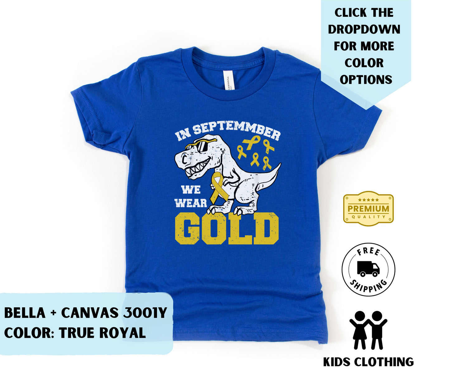 Youth In September We Wear Gold Fundraiser T-Shirt