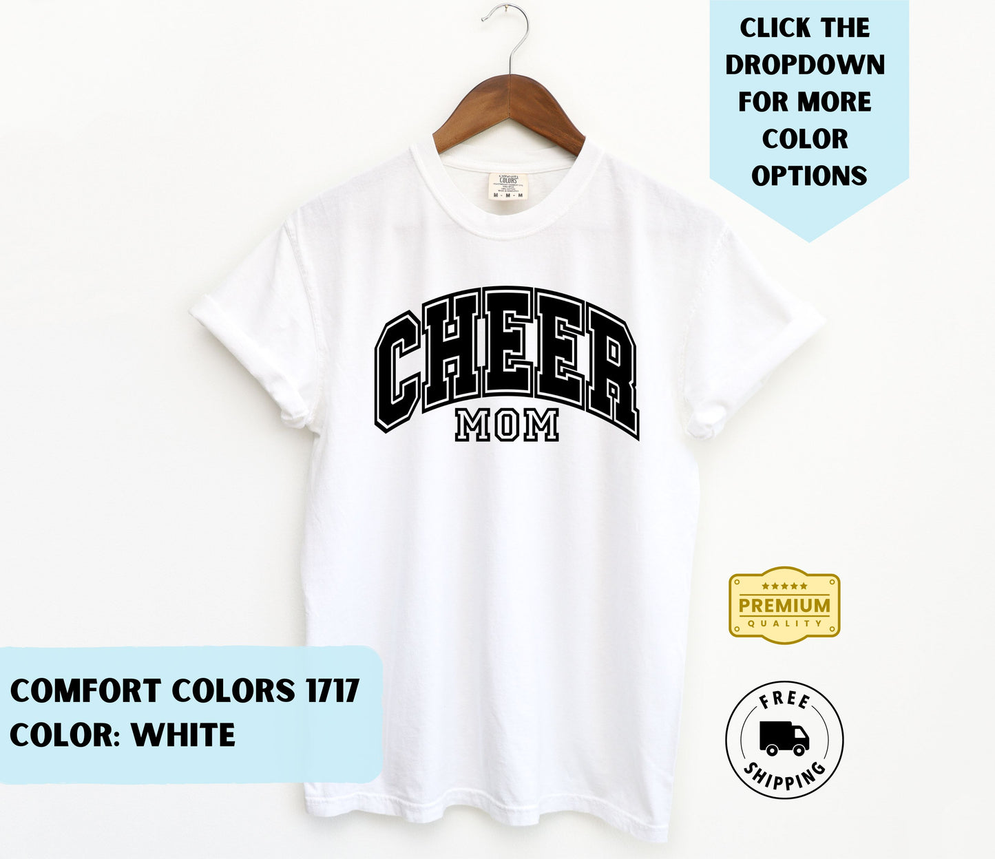 Cheer Mom College Text T-Shirt