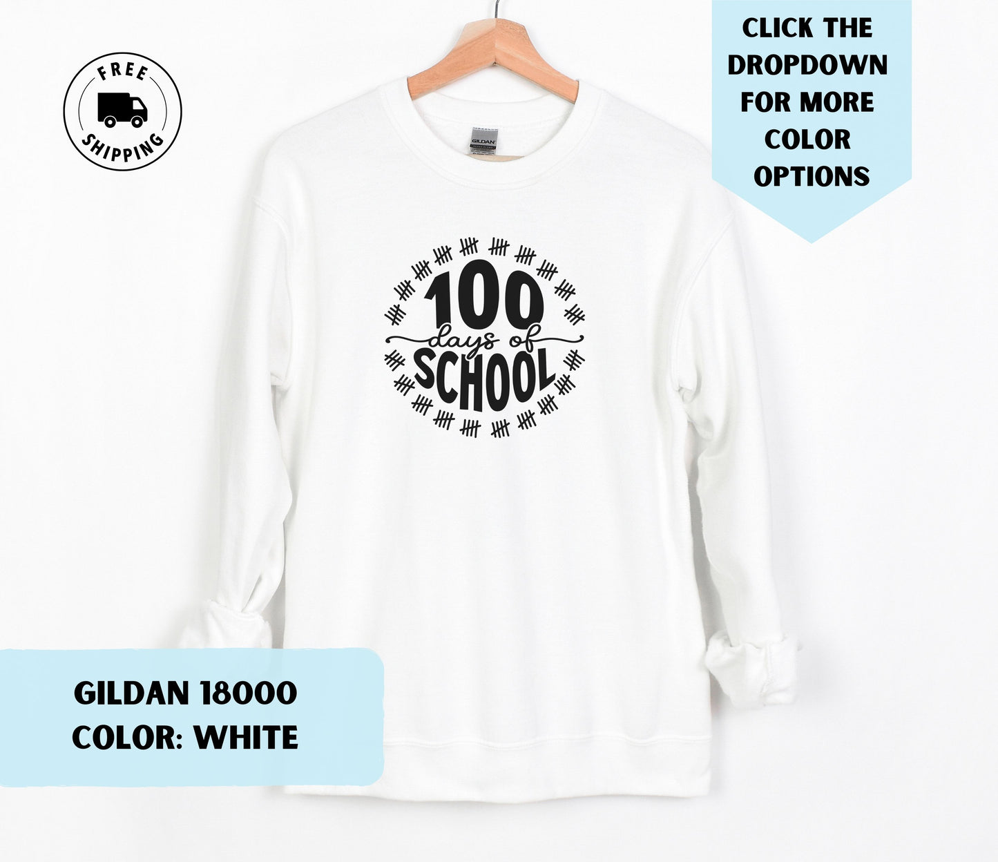 100 Days of School Tally Crewneck