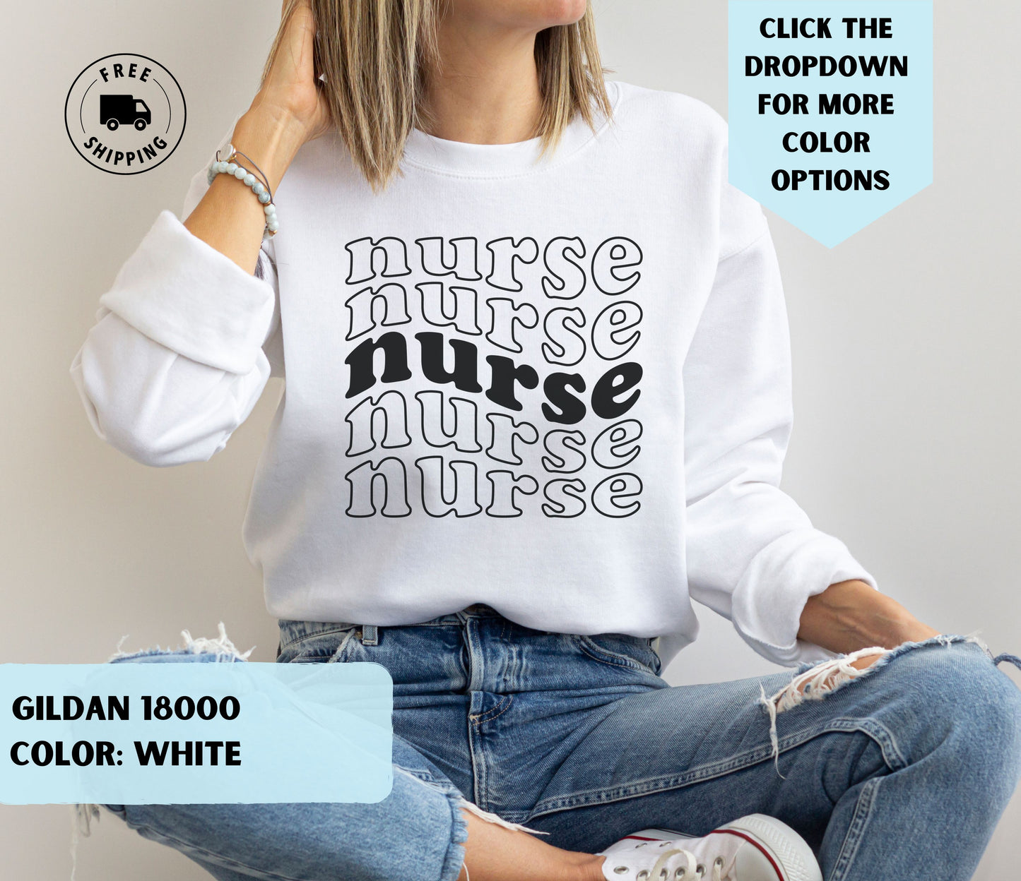 Nurse Wave Text Crewneck